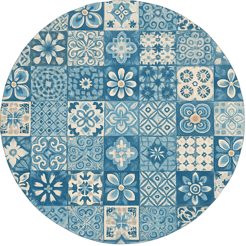 Circular mosaic tiles blue vinyl carpet - TenStickers