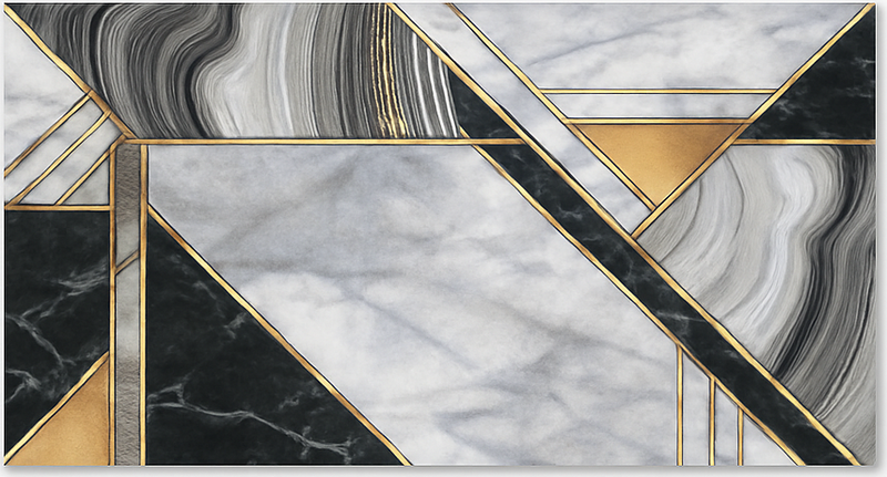 Gold-trim motif marble vinyl carpet - TenStickers