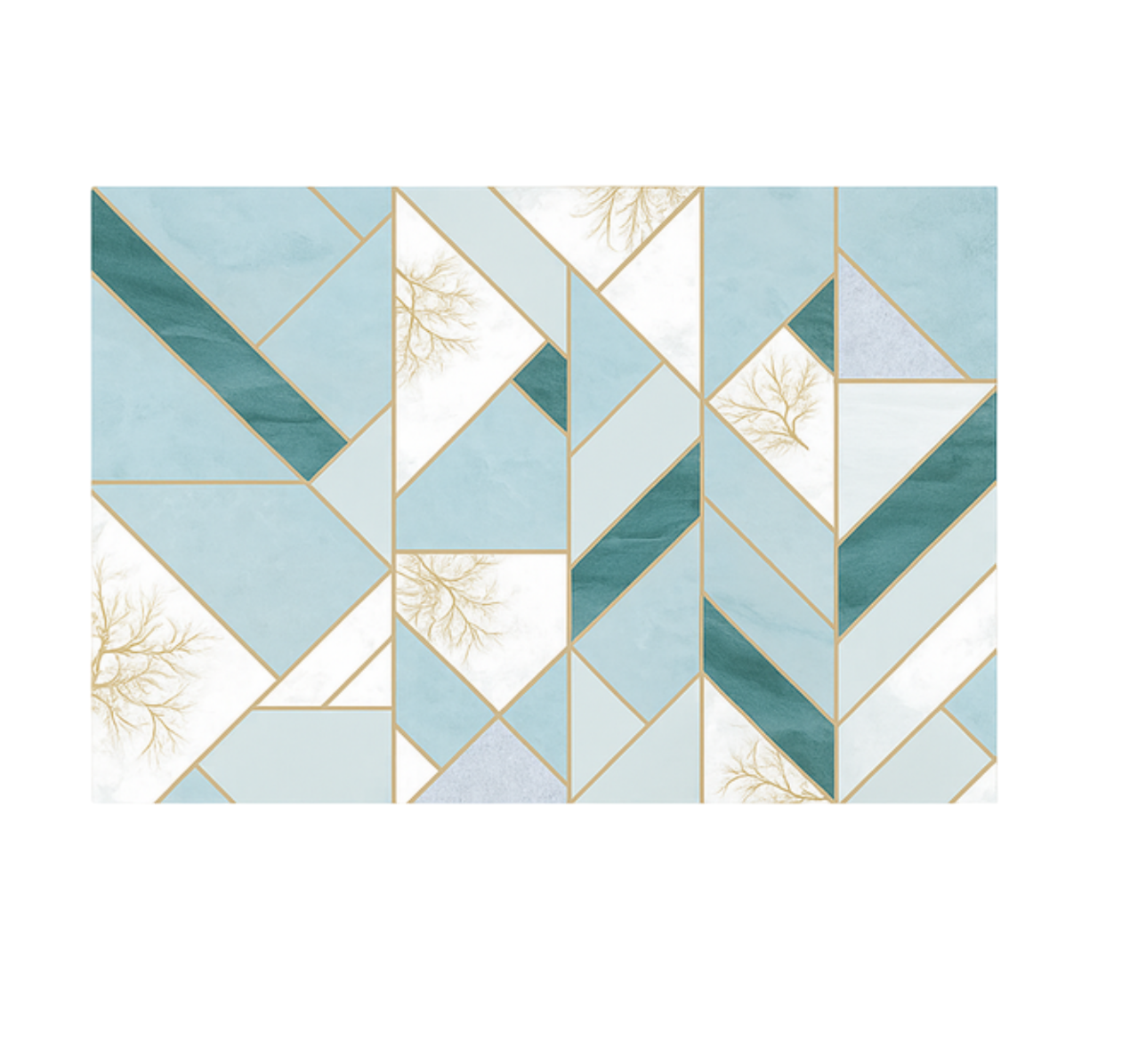 Aqua geometric pattern marble vinyl carpet - TenStickers