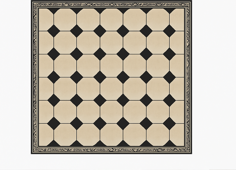 Diamond beige checkered kitchen vinyl carpet - TenStickers