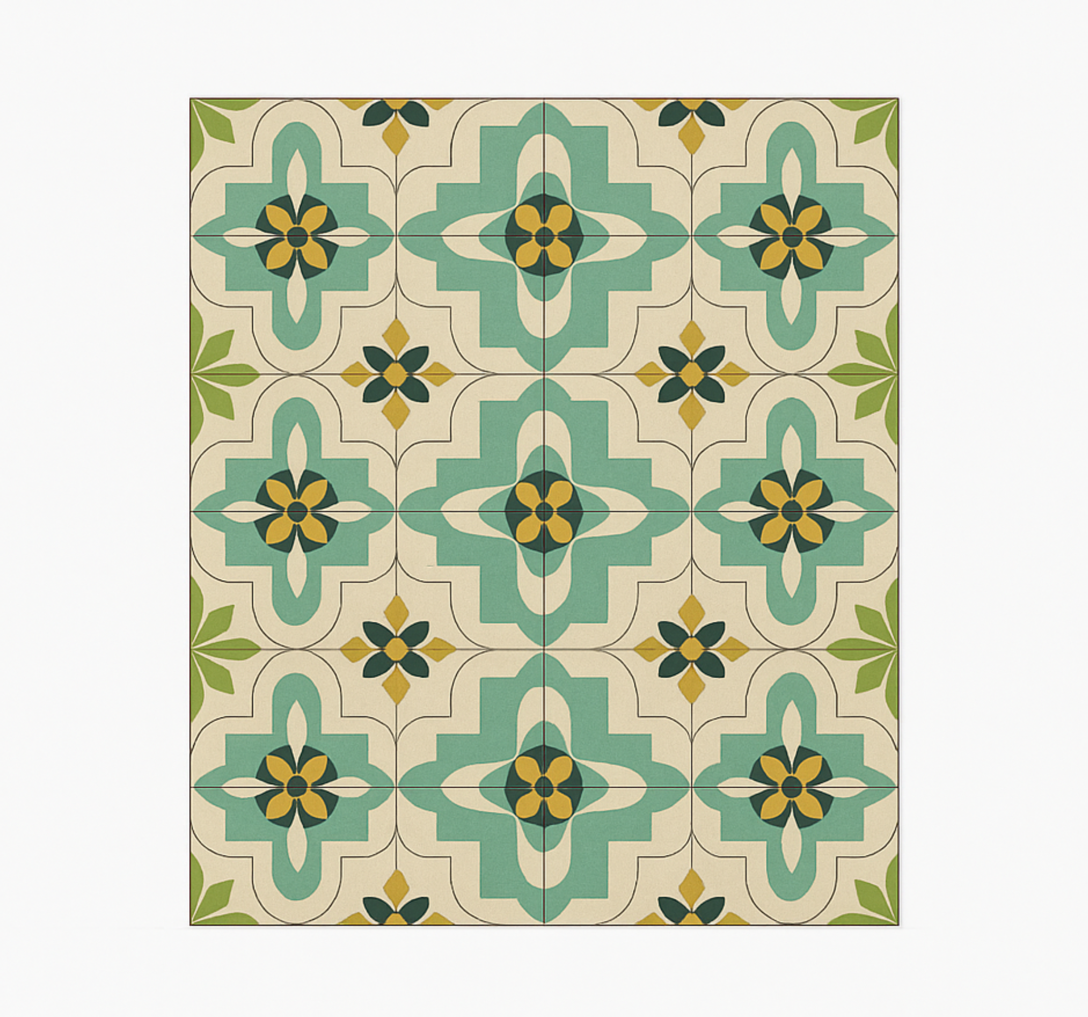 Retro floral tiles kitchen vinyl carpet - TenStickers