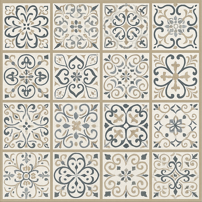 Neutral Tiled Pattern dining room vinyl carpet - TenStickers
