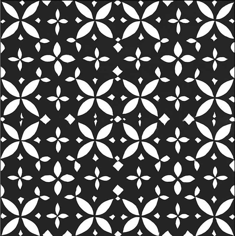 Black Floral Geometric dining room vinyl carpet - TenStickers