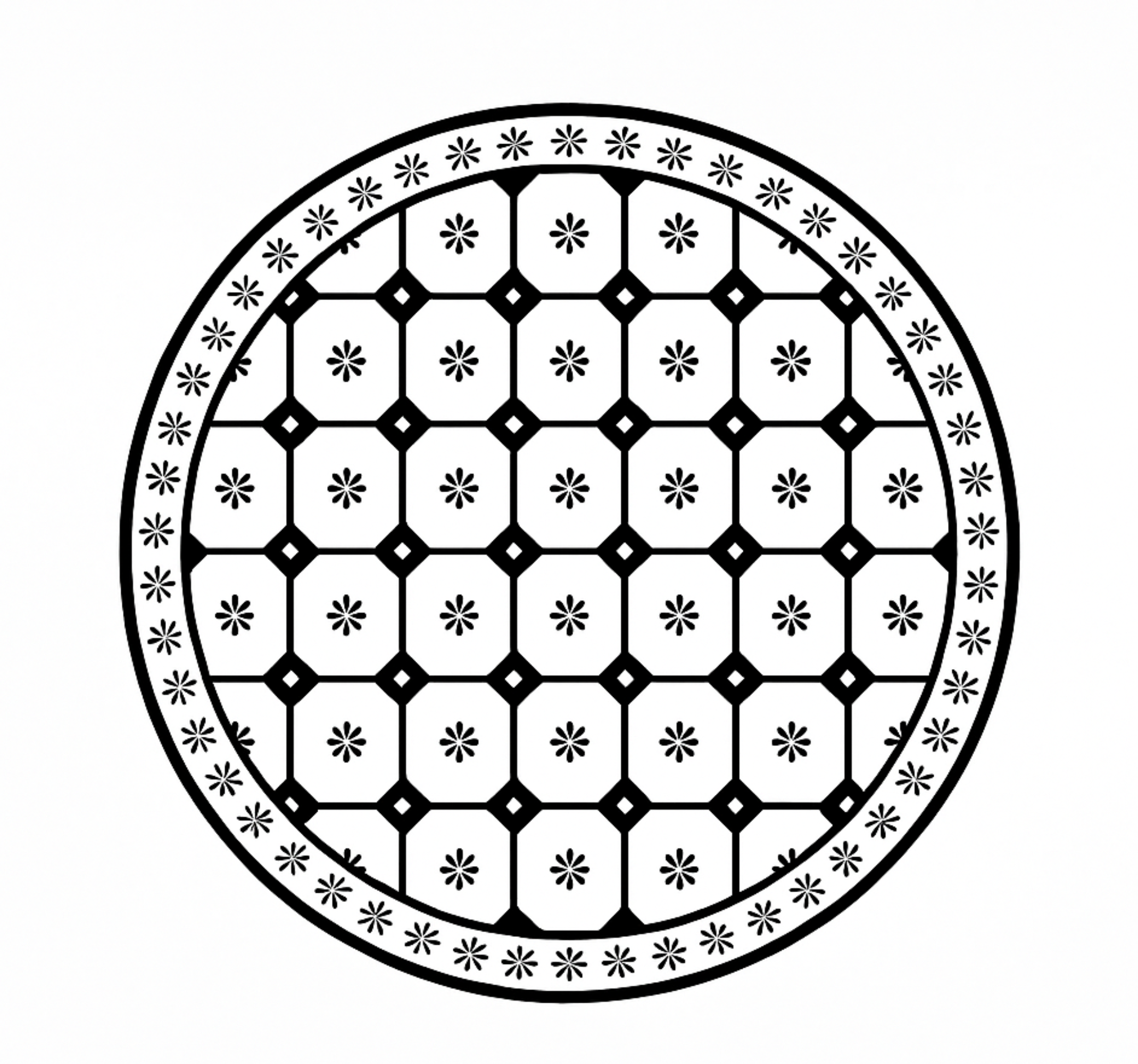 Black-and-White Tile Pattern dining room vinyl carpet - TenStickers