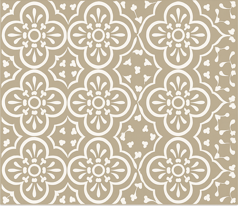 Monochromatic Encaustic Border dining room vinyl carpet - TenStickers