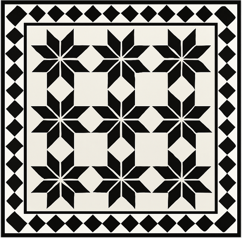 Monochrome star tile pattern  kitchen vinyl carpet - TenStickers