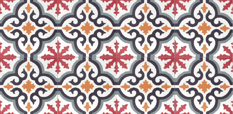 Baroni red design tile vinyl carpet - TenStickers