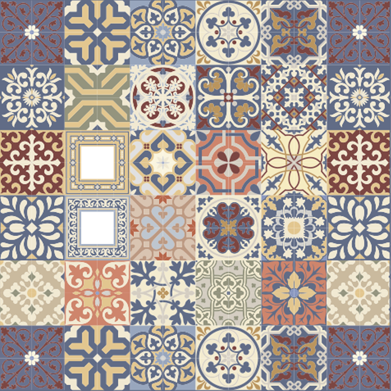 Simple Portuguese pattern tile vinyl carpet - TenStickers