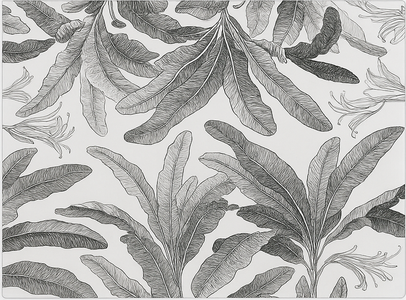 Graceful grey palms kitchen vinyl carpet - TenStickers