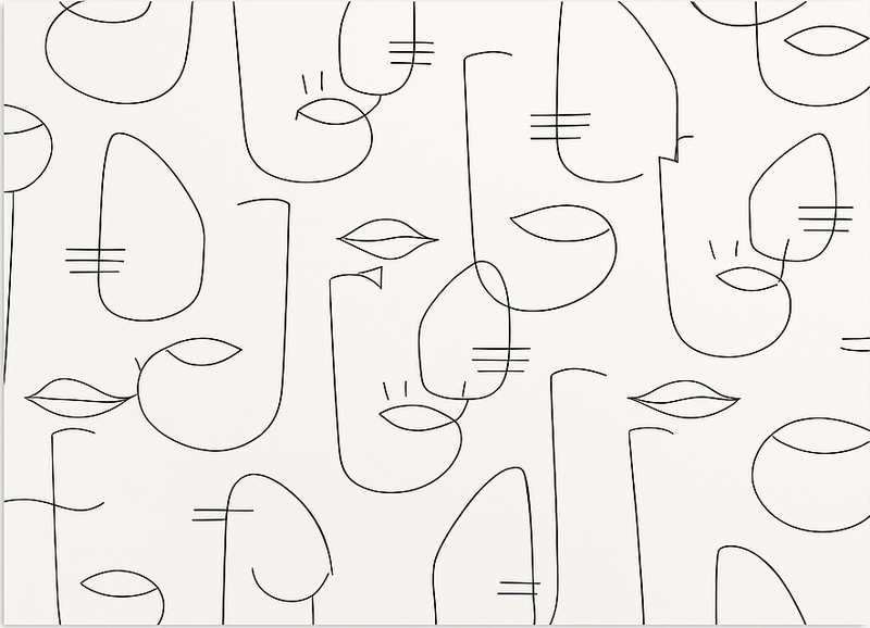 Kitchen vinyl carpet with abstract face design - TenStickers