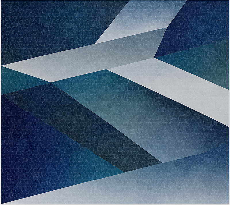 Living room vinyl carpet blue shards design - TenStickers