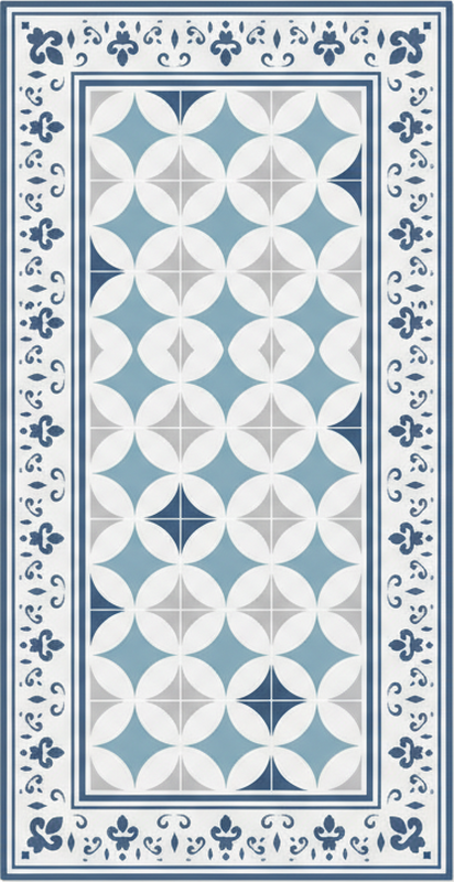 Kitchen vinyl carpet in azure tile design - TenStickers