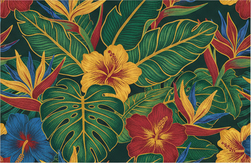 Living room vinyl carpet with exotic plant design - TenStickers