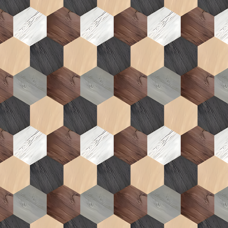 Kitchen vinyl carpet mixed wood hexagons - TenStickers