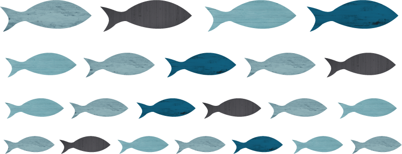 Animal vinyl carpet blue fish silhouettes - TenStickers