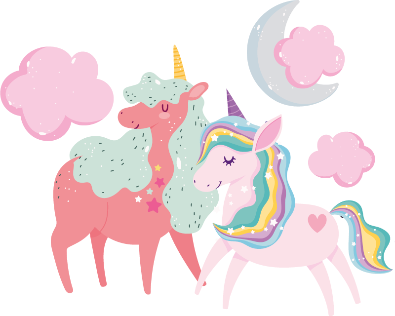 Animal vinyl carpet small unicorn with mare - TenStickers