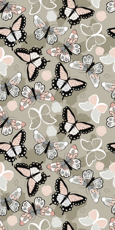 Animal vinyl carpet beige flying butterflies - TenStickers
