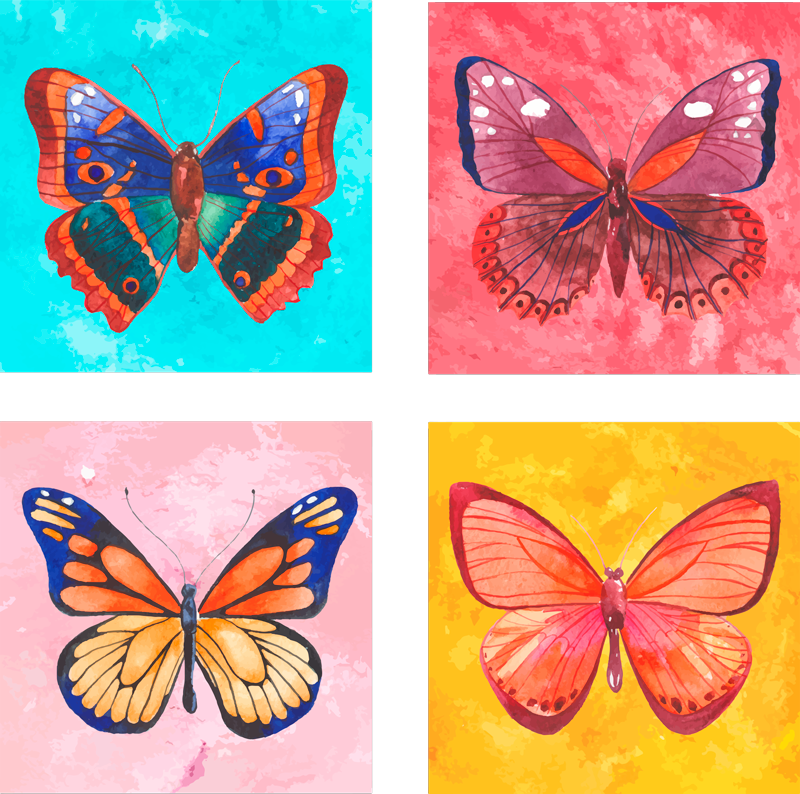 Animal vinyl carpet multicolored butterfly tiles - TenStickers