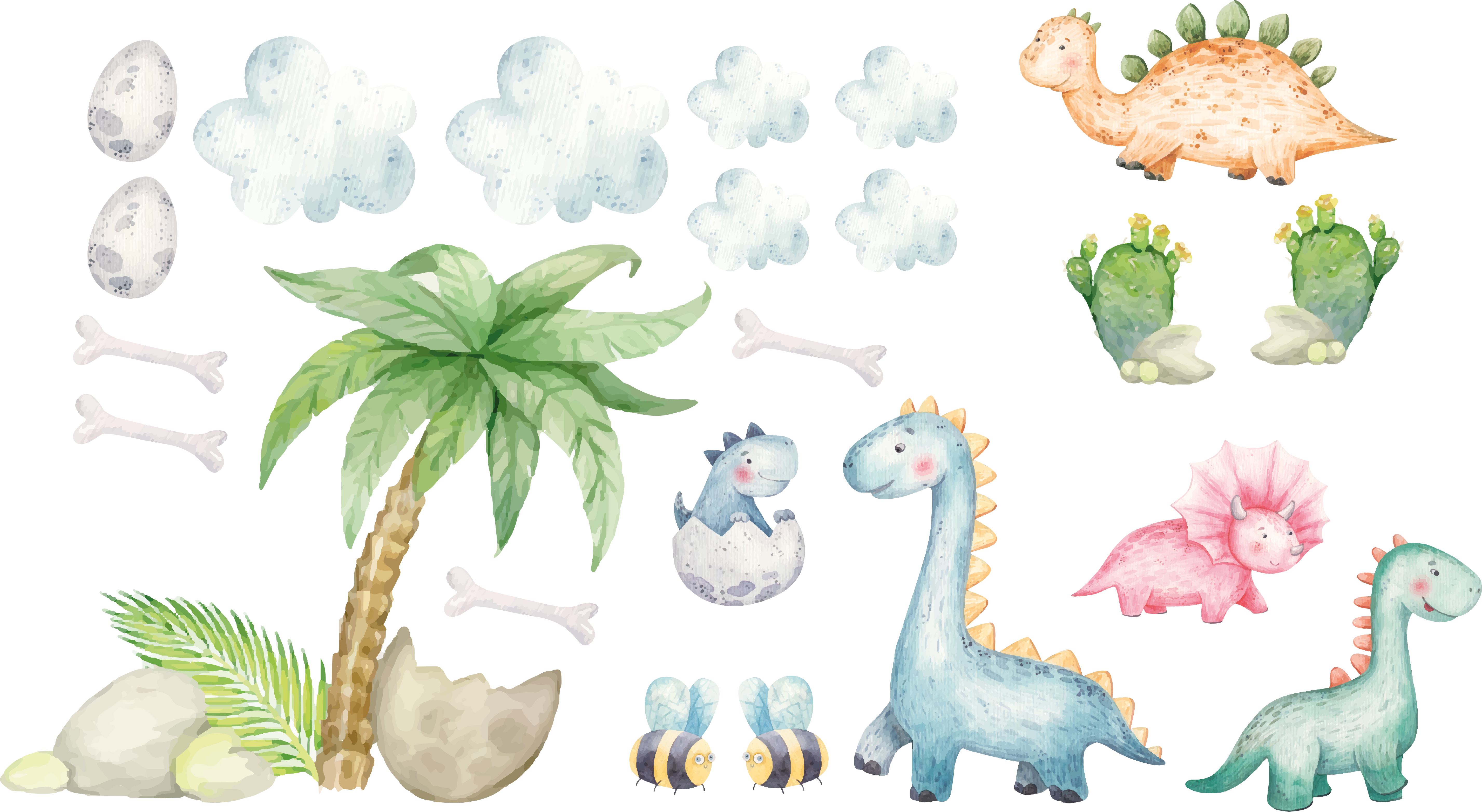 Cute watercolor dinosaurs animal vinyl carpet - TenStickers