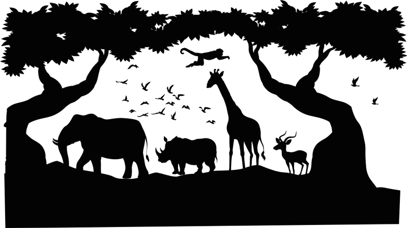 Black and white savannah animal vinyl carpet - TenStickers
