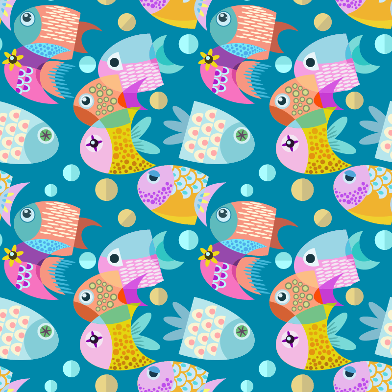 Animal vinyl carpet fish design for kids - TenStickers