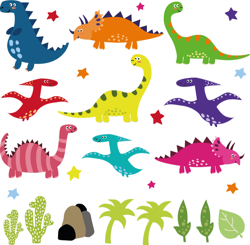 Animal vinyl carpet nordic dinosaur colorful set - TenStickers
