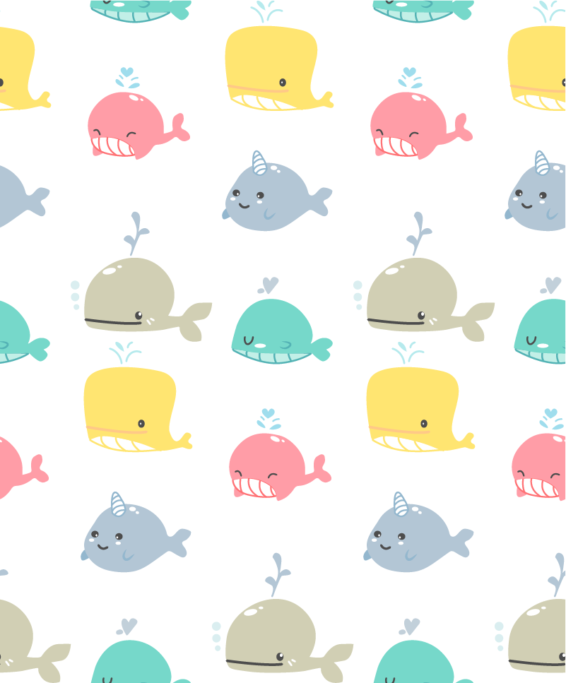 Baby colorful whales animal vinyl carpet - TenStickers