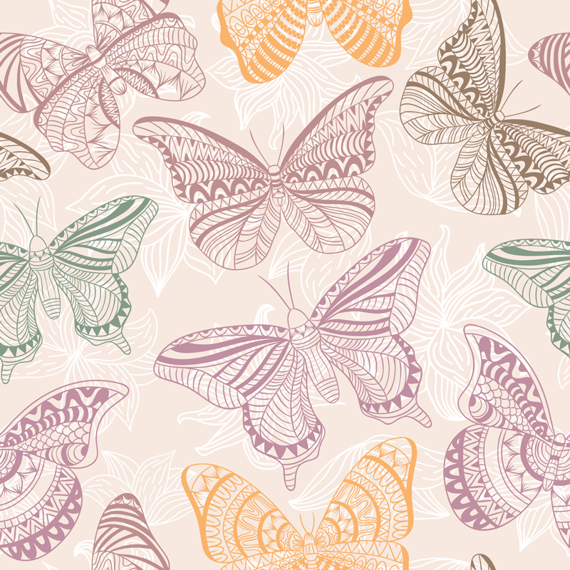Colored ornamental butterflies animal vinyl carpet - TenStickers