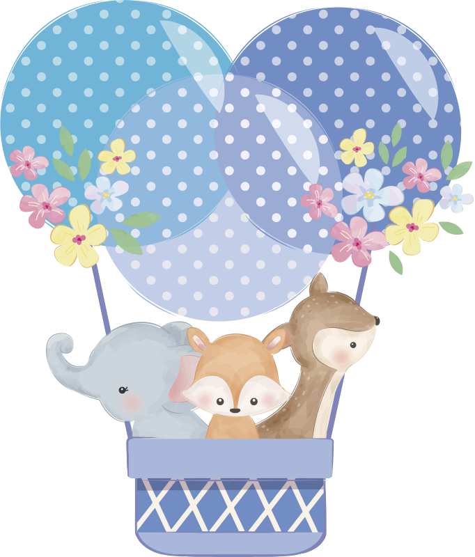 Animal vinyl carpet watercolor animals balloon - TenStickers