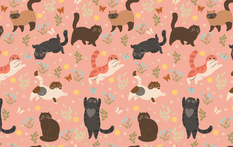 Animal vinyl carpet cats seamless pattern - TenStickers