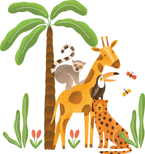Animal vinyl carpet jungle animals at play - TenStickers