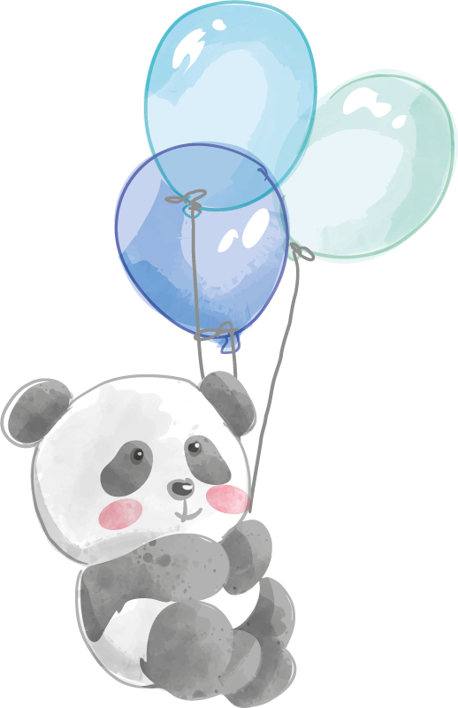 Animal vinyl carpet baby holding three balloons - TenStickers