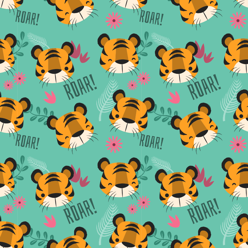 Animal vinyl carpet baby tigers roaring - TenStickers