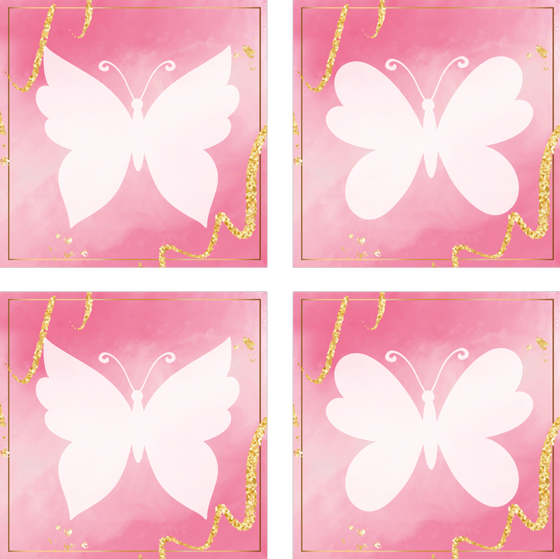 Animal vinyl carpet with pink butterfly tiles - TenStickers