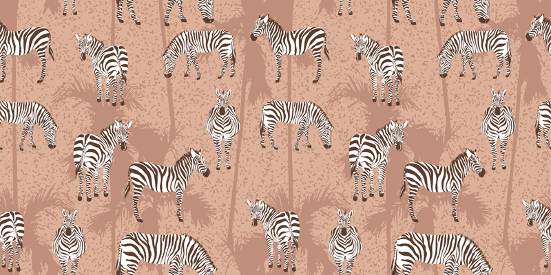 Zebra and palms brown animal vinyl carpet - TenStickers