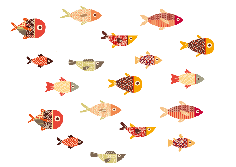 Animal vinyl carpet featuring round colorful fish - TenStickers