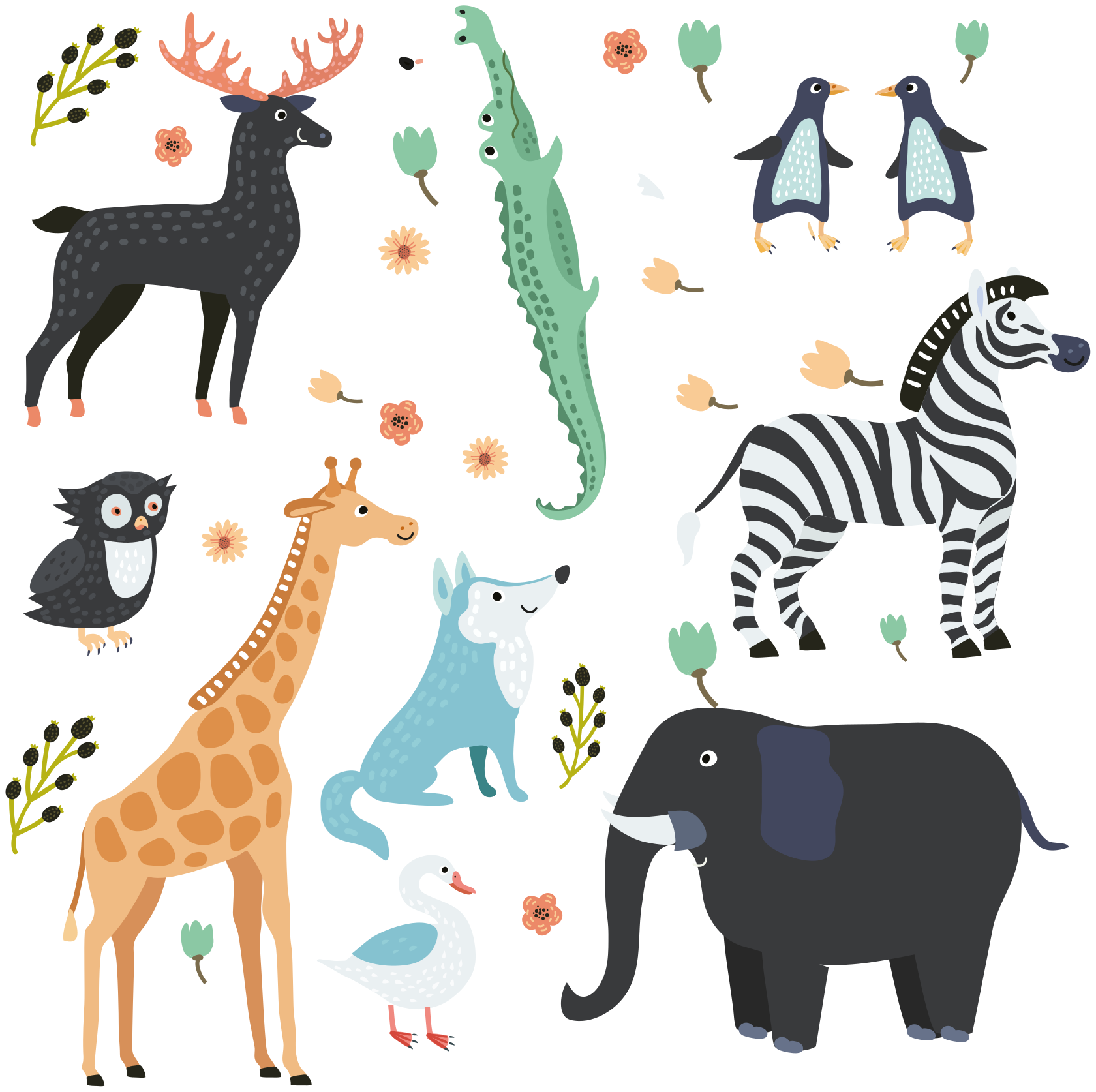Animal vinyl carpet featuring joyful park animals - TenStickers
