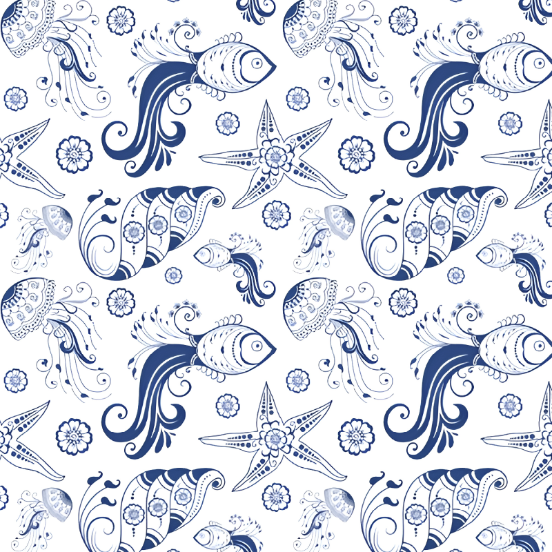 Ornamental sea life animal vinyl carpet - TenStickers
