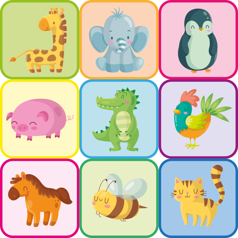 Colorful tiles animal vinyl carpet - TenStickers
