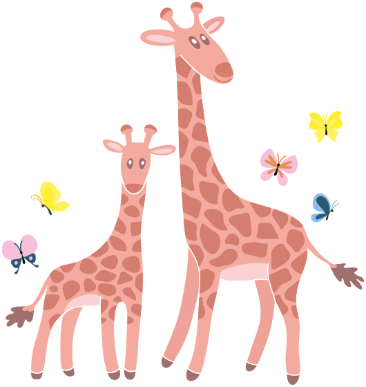 Animal vinyl carpet parent and child butterfly giraffe - TenStickers