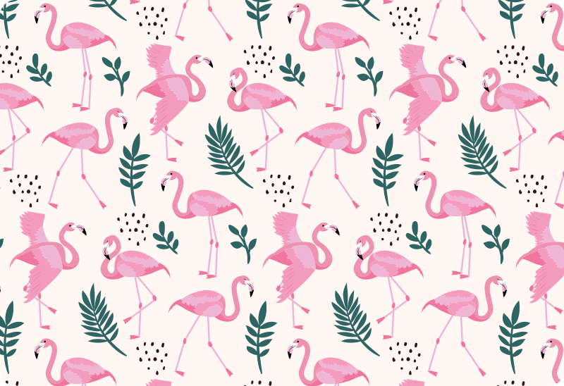Animal vinyl carpet flamingo pattern with leaves - TenStickers