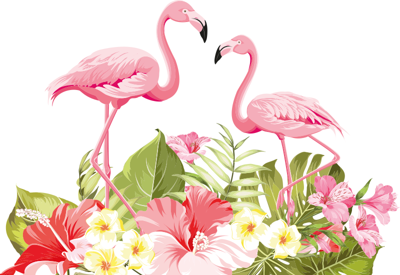 Animal vinyl carpet tropical flower flamingo - TenStickers