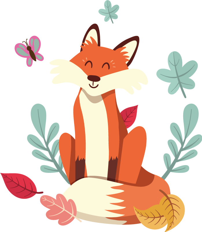 Animal vinyl carpet fox with autumn leaves - TenStickers