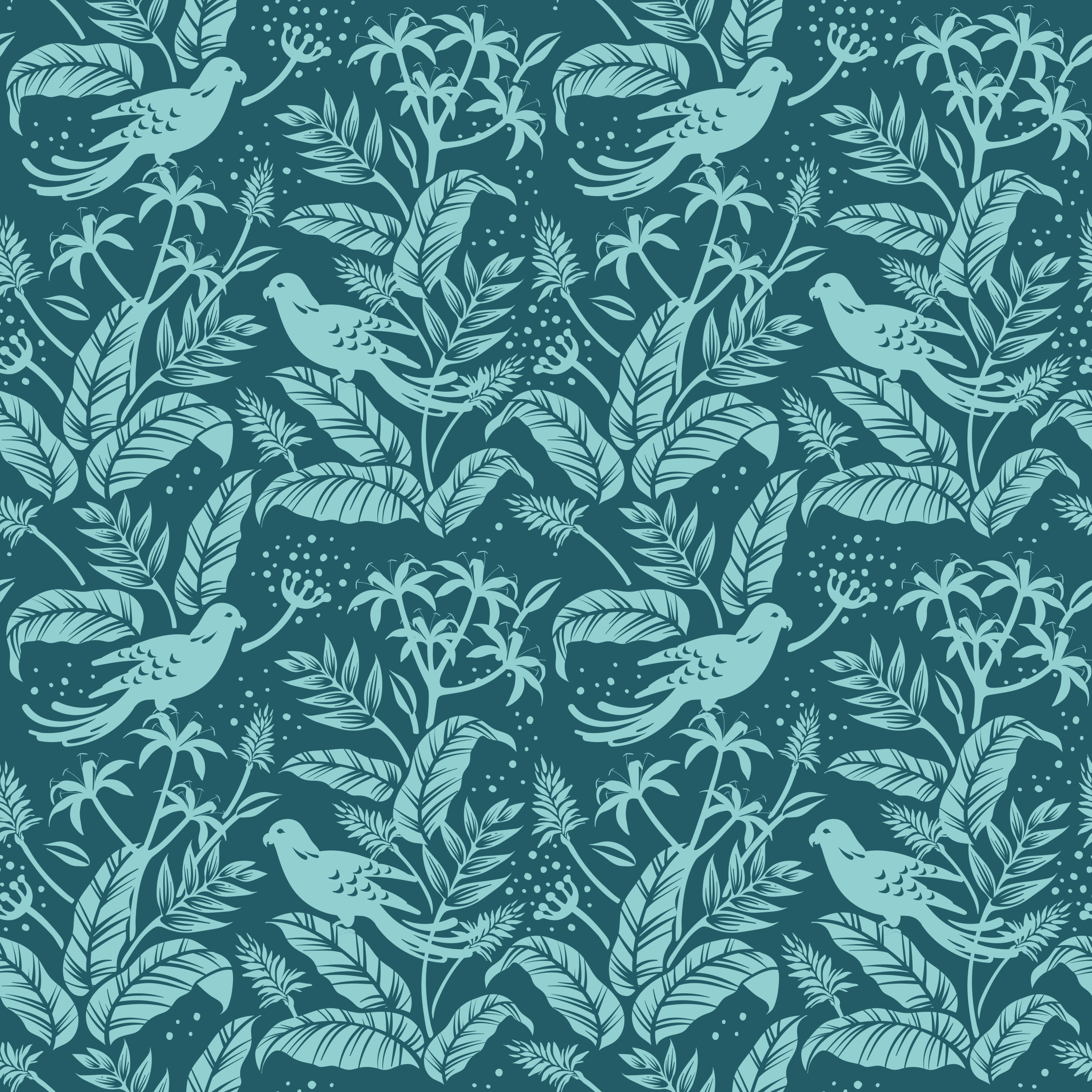 Animal vinyl carpet turquoise flying birds design - TenStickers