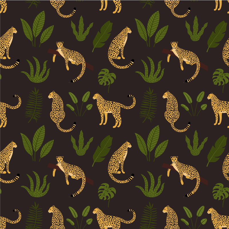 Animal vinyl carpet in dark botanical leopard pattern - TenStickers