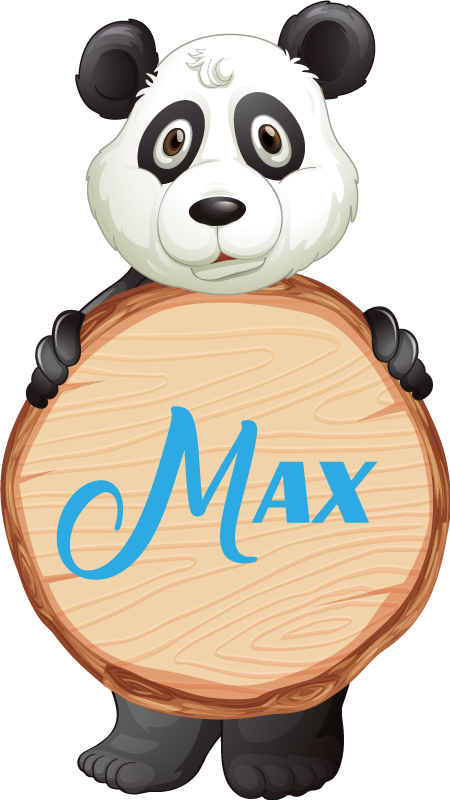 Panda with name animal vinyl carpet - TenStickers