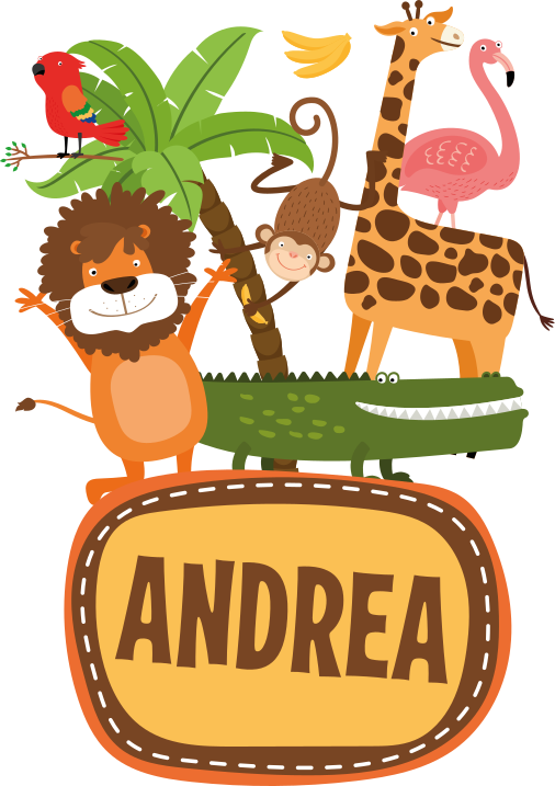 Animal vinyl carpet jungle tree animals with names - TenStickers