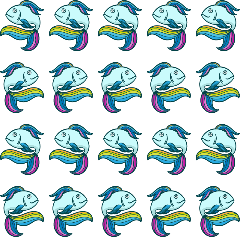 Animal vinyl carpet blue neon fish - TenStickers