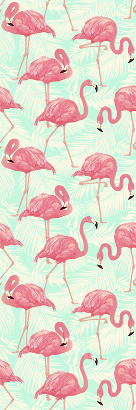 Animal vinyl carpet with drawn pink flamingos - TenStickers