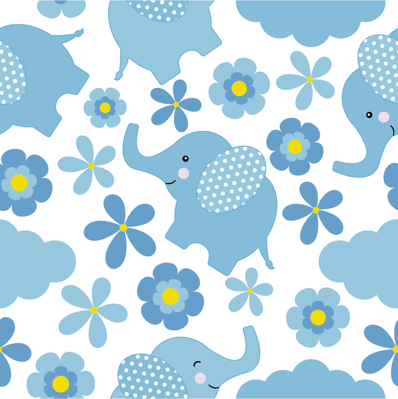 Blue baby elephants animal vinyl carpet - TenStickers